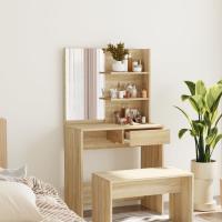 vidaXL Tocador con espejo 74,5x40x141 cm en color Blanco/Blanco brillante/Madera antigua y más | decorativo de pared para baño dormitorio recibidor moderno - details 8