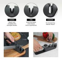 Afilador de Cuchillos Profesional de Acero al Tungsteno - 3 Etapas para Afilado Perfecto, Base Antideslizante, Ideal para Cuchillos de Cocina, Tijeras y Herramientas - Color Negro - details 3