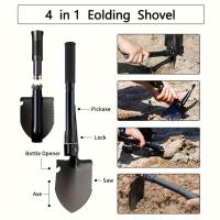 Shovel Multifuncional Plegable 4-en-1 Para Supervivencia Al Aire Libre Y Camping Durable Acero Inoxidable Con Sierra Y Abrebotellas - details 6