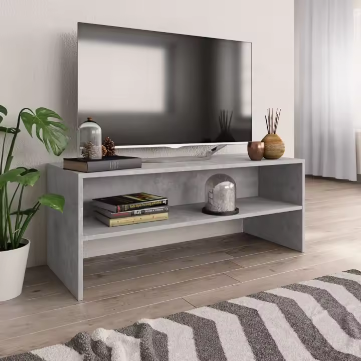 Mueble de TV madera contrachapada gris hormigón 100x40x40 cm - 1
