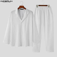 Conjunto De Moda Casual Para Hombre INCERUN Venta Caliente Camisas Y Pantalones Estilo Rayado 2 Piezas Tallas S-5XL 2023 - details 7