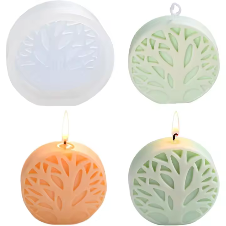 Moldes de silicona para velas de árbol de la vida, molde de vela 3D para hacer velas, molde de jabón de resina en forma de árbol simple para aromaterapia, velas hechas a mano, moldes de cera - 1