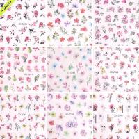 9PCS Pegatinas De Uñas Con Diseño De Flores Primaverales Y Hojas Adornos De Manicura Con Brillo Decoración De Transferencia De Uñas - details 6
