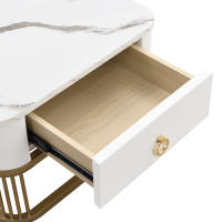 Mesa de Centro apilable: efecto Mármol DE ALTO Brillo with detalles Dorados, Mesa Auxiliar Con Cajones. Juego de dos piezas - details 1