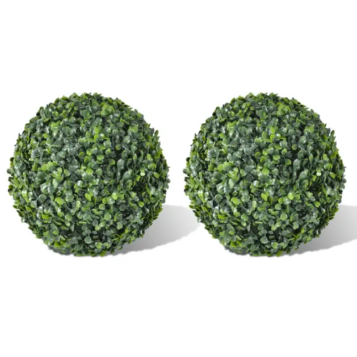 vidaXL Bola de Boj Hoja Artificial Arbusto de Jardín Planta Imitación (2 unidades) Dimensiones 27 cm, 35 cm - 1