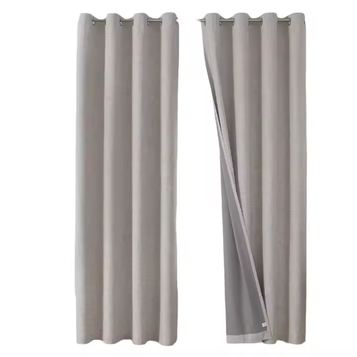 Cortinas opacas de 96 pulgadas de largo, juego de 2 paneles, cortinas opacas de lino, 2 paneles, para dormitorio, sala de estar y ventana - 1