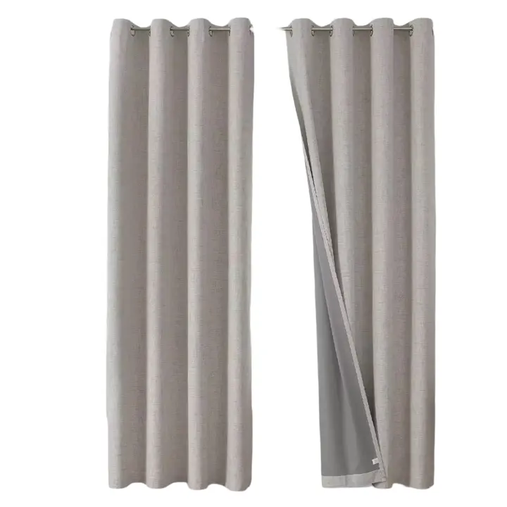 Cortinas opacas de 96 pulgadas de largo, juego de 2 paneles, cortinas opacas de lino, 2 paneles, para dormitorio, sala de estar y ventana - 1