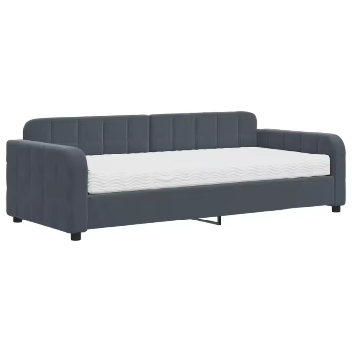 vidaXL Sofá cama con colchón terciopelo gris oscuro 90x200 cm - 1