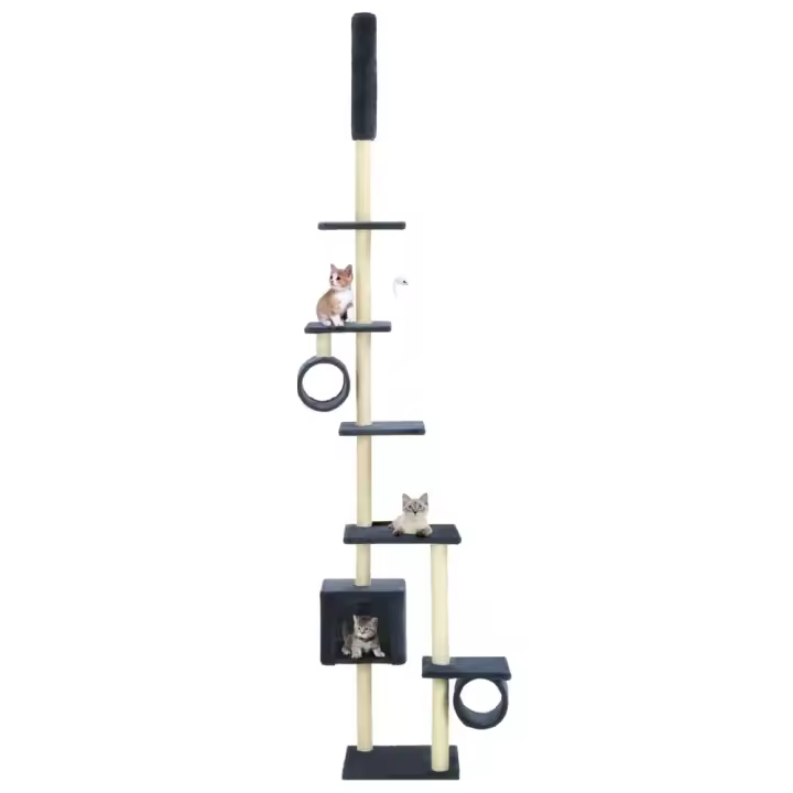 vidaXL RASCADOR PARA GATOS CON POSTES DE SISAL AZUL OSCURO 260 CM - 1