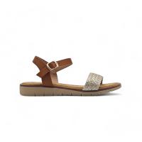 Calzados soraia, Sandalias Casual para Mujer - Correa Marrón con Detalle Trenzado Beige y Suela Plana - details 3