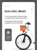 Bicicleta Eléctrica DYU C6, 350W, Velocidad Máxima de 25km/h, Batería de 36V 12.5Ah, Rango Máximo de 70km, Frenos Delanteros y Traseros con Bocina, Crucero Automático, Carga Máxima de 120kg, Shimano de 6 velocidades, Batería Extraíble - details 5