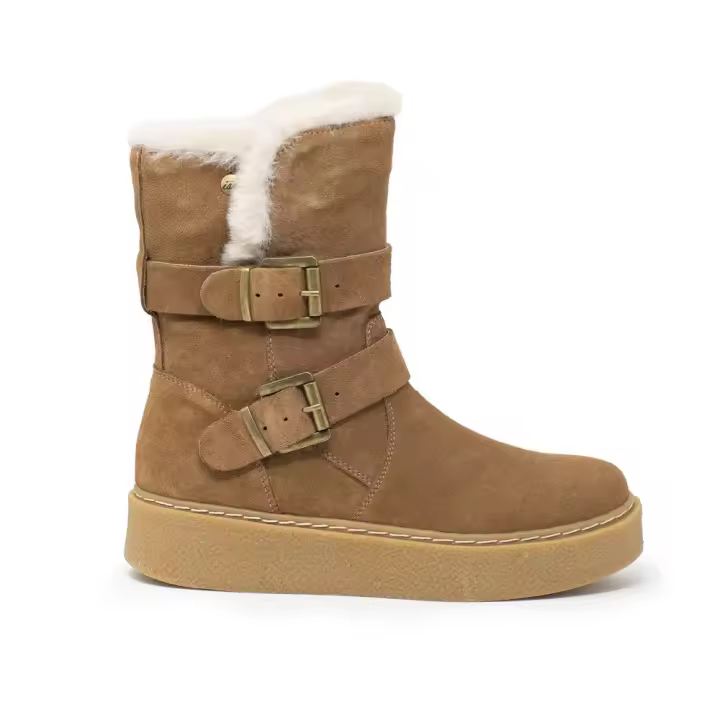 ISTERIA 24167 Botines casual  mujer 33776 24I BOTIN PIEL DOS HEBILLAS CAMEL - 1