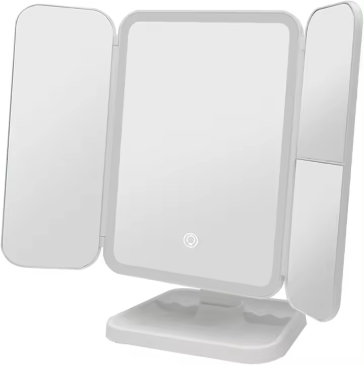 Espejo de Maquillaje Iluminado, 1X2X/3X Amplificación Triple Espejo Ajustable, Iluminacíon LED y Pantalla Táctil Ajustable - 1