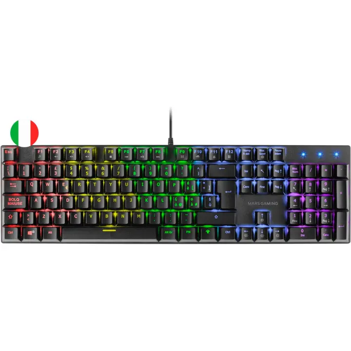 Mars gaming teclado mecanico rgb mk422 - tecnologia antipolvo - efectos de iluminacion rainbow - teclas ultra-resistentes - funciones multimedia y modo juego - pr de 1000hz - anti-ghosting avanzado - compatibilidad multiplataforma - italiano - color - 1