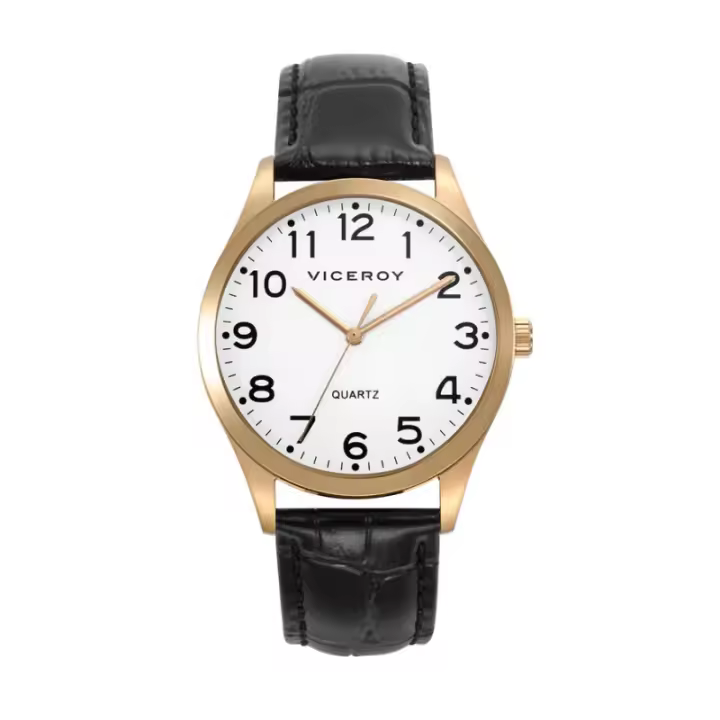 Reloj Viceroy Hombre Correa Piel Negra y Números Arabes 42233-94 - 1