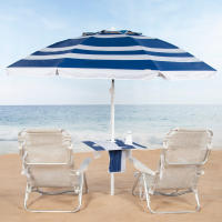 Aktive - Sombrilla de playa marinera, 210 cm, mesa central con posavasos y bolsillo, protección UV50, mástil acero inclinable y regulable en altura, tejido poliéster Oxford, 8 varillas fibra de vidrio, sombrilla playa grande, sombrillas de playa - details 1