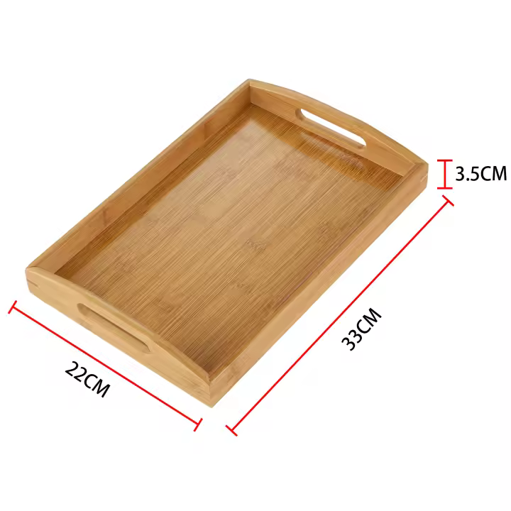 Family - Bandeja de bambú para Servir con Asas, Bandeja Madera Rectangular, Bandeja de Cocina, Bandeja de Servir, Bandeja Desayuno Grande - 1