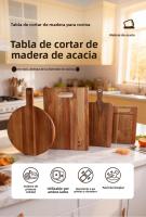 Tabla De Corte De Madera Acacia Con Mango Bloque De Corte De Carne Para Frutas Y Carne Herramienta De Cocina Segura Antideslizante Rectangular - details 0