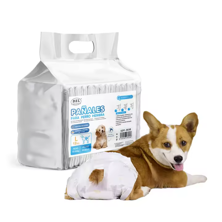 SMELL & SMILE Pañales Desechables para Perro Pañales para Perros Hembra Pañal Sanitarios para Perro Mascotas Bragas Higiénicas Suaves absorbentes (L) - 1