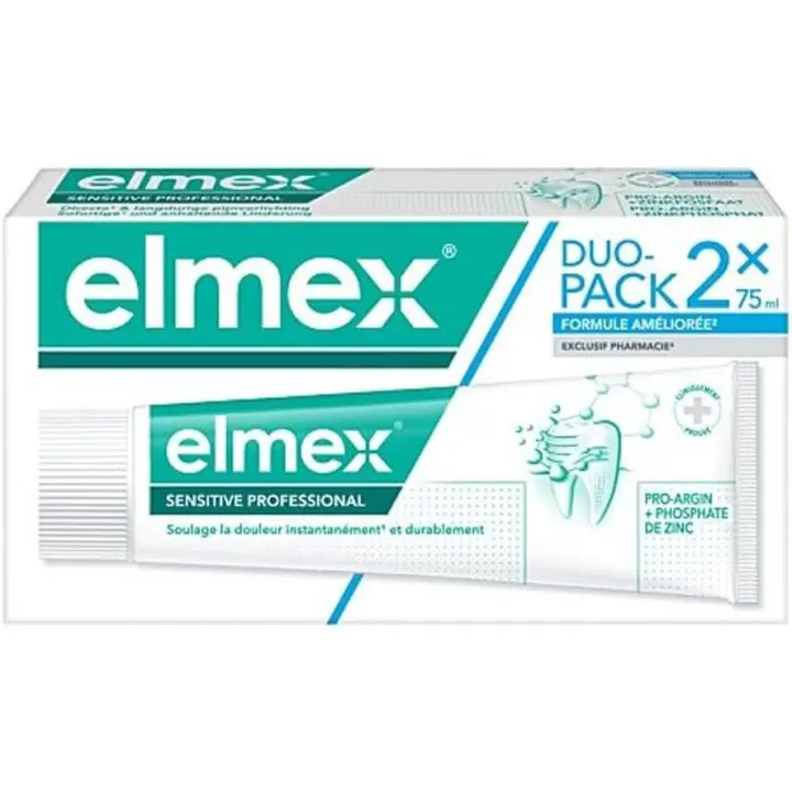 Elmex Pasta de Dientes Sensitive con Fluoruro de Amina | Pack 2 Uds x 75ml | 24 Horas de Protección | Fortalece los Dientes | Elimina la Placa y Limpia Suavemente - 1