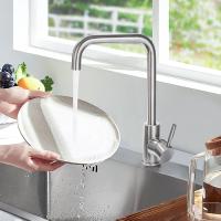 BIT Grifo Cocina Giratorio de 360°, Grifos Cocina Fregadero Monomando Acero Inoxidable SUS304 con Aireador, L-Form Alta Presión Universal, Mezclador de Fregadero Cocina Cepillado - details 1