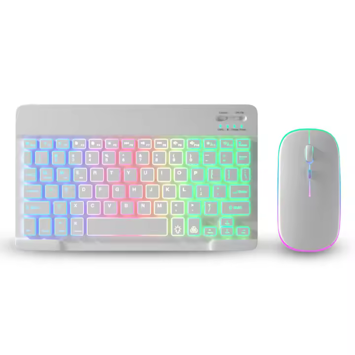 Teclado para tableta Android iOS Windows teclado de Ratón inalámbrico compatible con Bluetooth Teclado retroiluminado Arcoíris para teléfono iPad - 1