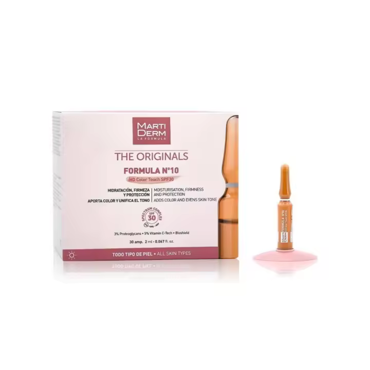 MARTIDERM Formula Nº10 Hd Color Touch 30 Ampollas SPF30 Hidratante, Antioxidante Y Reafirmante - 1