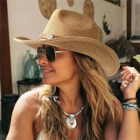 Sombrero De Vaquero Estilo Jazz Amplio Para Hombres Y Mujeres Proteccion Solar Para La Playa Y Verano Con Cuerda De Viento - details 4