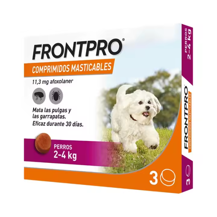 Frontpro - Comprimidos Masticables Antiparasitarios para Perros de 2-4 kg, 3 Comprimidos, Afoxolaner 11,3 mg - 1