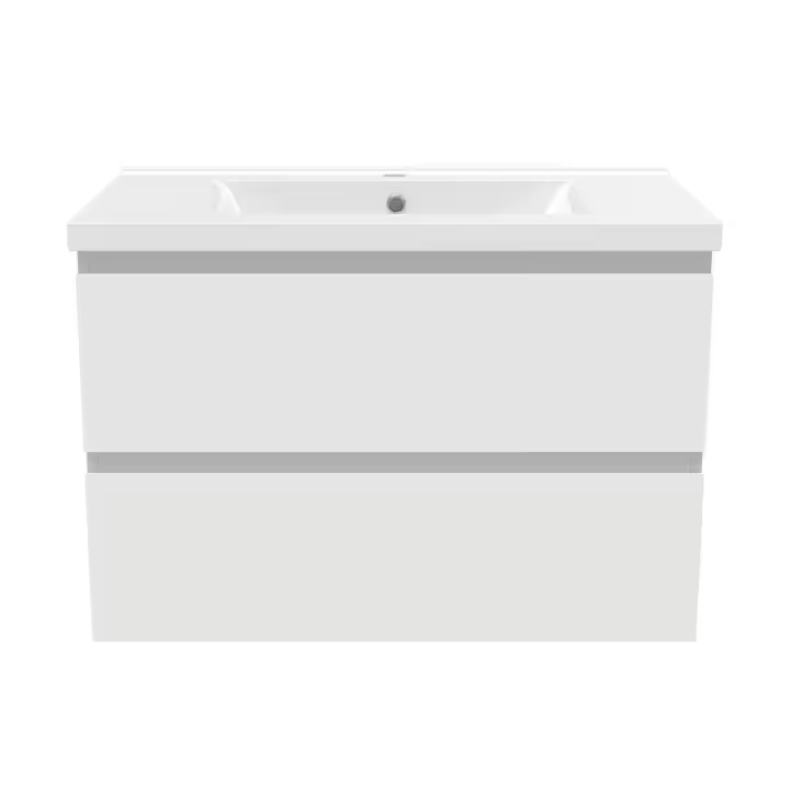 AICA Mueble de baño con lavabo, blanco mate, cajón doble, 79 x 44,5 x 52 cm - 1