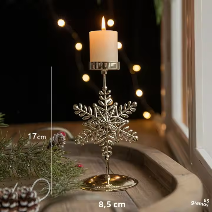 Soporte De Vela De Árbol De Navidad De Hierro Fundido Dorado Con Estrella Y Ciervo Decoración De Mesa Para Navidad Y Año Nuevo - 1