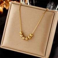 Collar Colgante De Bolas De Acero Inoxidable 316L Color Oro Para Mujer Joyería De Moda Cadena Clavícula Regalo De Fiesta - details 8