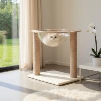 Rascador para gatos de madera con cama acrílica y poste de sisal – Diseño moderno y compacto Marca Cottecota - details 0