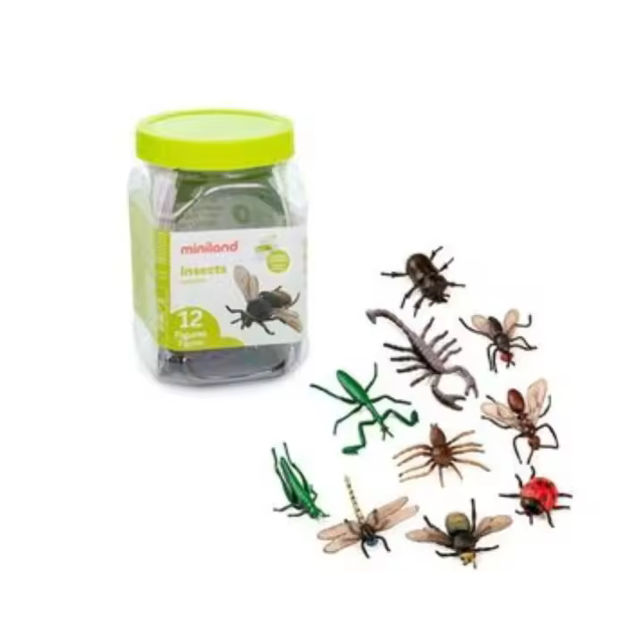 BOTE DE INSECTOS 12 UNIDADES MINILAND - INSECTOS PARA JUEGOS EDUCATIVOS - IDEAL PARA COLEGIOS Y CLASES - - 1