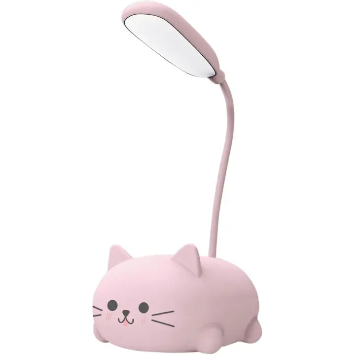 Lámpara de mesa LED con forma de gato, brazo flexible, recargable por USB, protección ocular, lámpara de lectura - 1