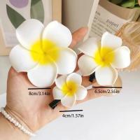 Set De 3/10 Clips De Cabello Plumeria Para Mujer Accesorios De Moda Con Flores De Aluminio Clips De Lado Para Niñas - details 1