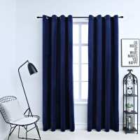 vidaXL Cortinas Opacas con Anillas 2 Piezas Terciopelo 140x175cm Color Azul oscuro,  Antracita,  Rosa antiguo y mas - details 0