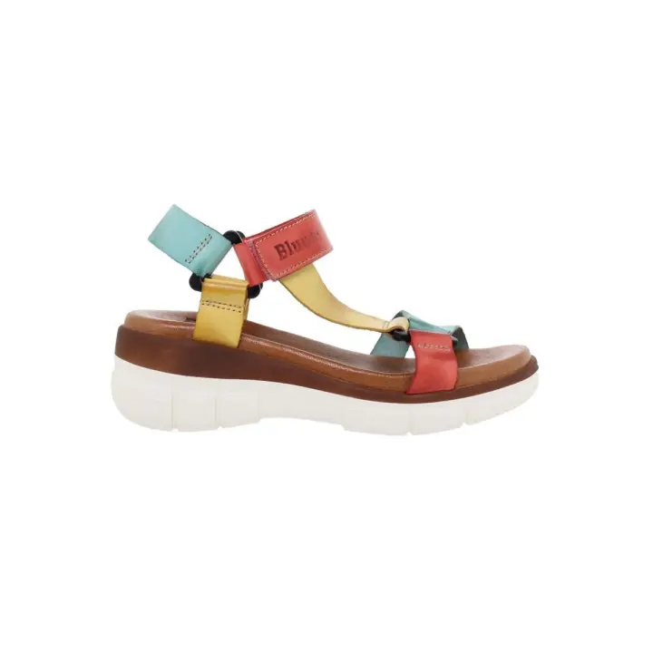 Sandalias de piel con cuña by Blusandal Piel Piel Piel rellena de gel - 1