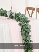 Guirnalda De Hojas De Eucalipto Artificiales Verdes Con Flores Y Bayas Blancas 1pc Decoración Para Bodas Y Fiestas En Casa - details 4