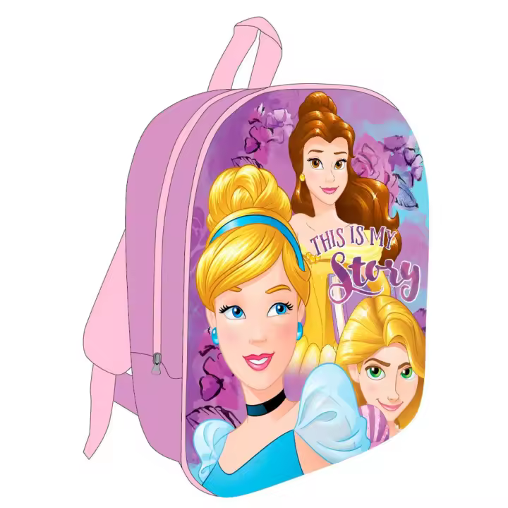Mochila 3D Princesas Disney 30cm. Mochila ergonómica con amplio espacio. Diseño resistente y versátil para llevar tus pertenencias con estilo. - 1