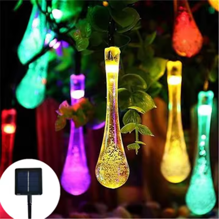 Luces De Cadena Solar De Gotas De Agua Impermeables Para Decoración Al Aire Libre Guirnalda De Hadas Para Navidad Boda Fiesta Jardín - 1