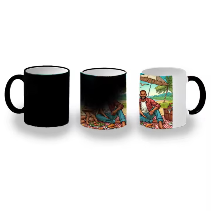 MERCHANDMANIA TAZA MÁGICA picnic playa familia fiesta verano amigos magic mug - 1