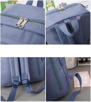 Mochila Escolar de 5 piezas para adolescentes, de Lona, de color lyso, para Mujeres, adolescentes y estudiantes, color Azul - details 3