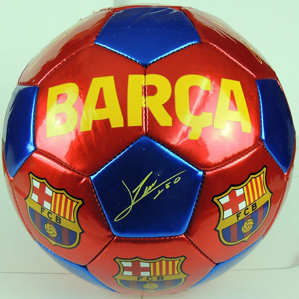 Balón de Fútbol FC Barcelona Rojo Autografiado por Jugadores