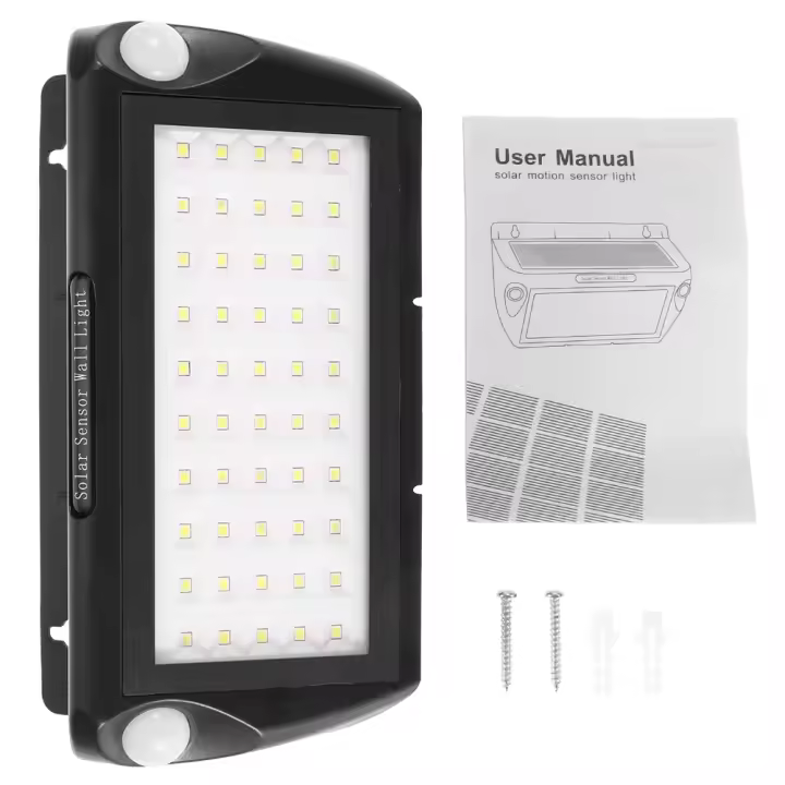 Lámpara de pared con 50 LED y sensor de cuerpo humano, alimentada por energía solar, resistente al agua, para pasillo de jardín - 1