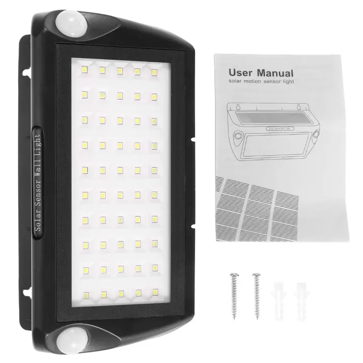 Lámpara de pared con 50 LED y sensor de cuerpo humano, alimentada por energía solar, resistente al agua, para pasillo de jardín - 1