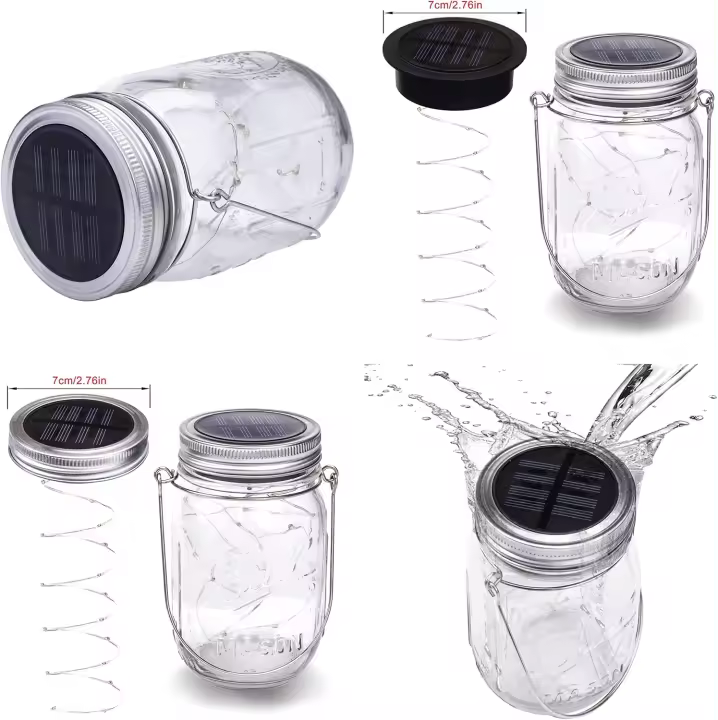 3 Piezas Linternas Solares para Exteriores - Lámpara Solar de 30 LED para Jardín al Aire Libre, Linterior Exterior Impermeable IP65, Lámpara Solar Colgante en Tarro para Jardín, Árbol, Decoración de Patio (Blanco Cálido) gafas protectoras - 1