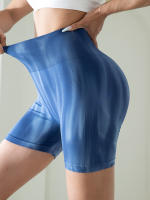 Shorts De Yoga Para Mujer Aurora Tie Dye Sin Costuras Cintura Alta Levantamiento De Glúteos Deporte Corto Pantalones De Correr - details 9