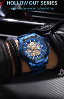 Reloj De Cuarzo Para Hombre 2025 Marca Top Lujo Acero Inoxidable Impermeable Con Agujeros Huecos Azul Grande Relogio Masculino De Moda Y Casual - details 3