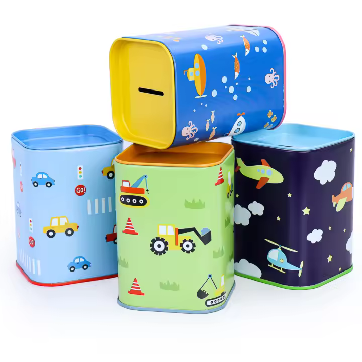 Pack de 12 a 42 unidades de Huchas para niños, Huchas con dibujos transportes, regalos cumpleaños niños para invitados, regalos para invitados boda, detalles bautizo para invitados, regalos niños, Regalantes.com - 1